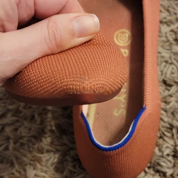 Rothy’s Pointed Toe Orange Red Persimmon Size 7 Flats slip-on Shoe