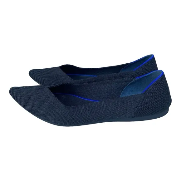 Rothy’s pointy flats black with blue rim size 8.5