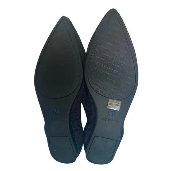 Rothy’s pointy flats black with blue rim size 8.5