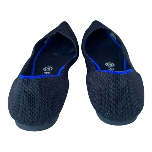 Rothy’s pointy flats black with blue rim size 8.5