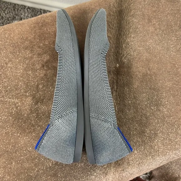 Rothy's The Point Knit Pointy Toe Slip On Ballet Flats Gray Slate Shoes