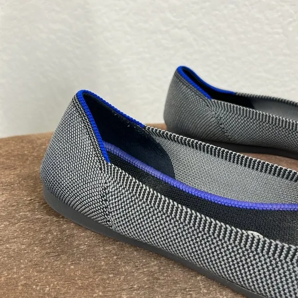 Rothy's The Point Knit Pointy Toe Slip On Ballet Flats Gray Slate Shoes