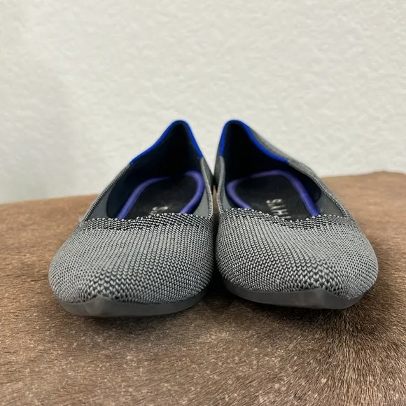 Rothy's The Point Knit Pointy Toe Slip On Ballet Flats Gray Slate Shoes