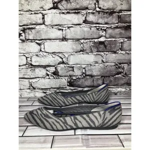 Rothy’s The Point Retired Grey Zebra Fabric Stripe Flats Women Sz 9.5M US/41EU