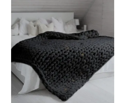 Royal Comfort Chunky Hand Knit Thick Weighted Blanket 6.3KG 203cm x 153cm - Charcoal