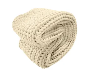 Royal Comfort Chunky Hand Knit Thick Weighted Blanket 6.3KG 203cm x 153cm - Cream
