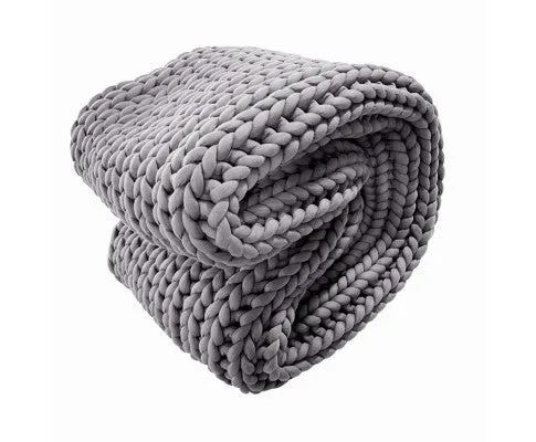 Royal Comfort Chunky Hand Knit Thick Weighted Blanket 6.3KG 203cm x 153cm - Grey