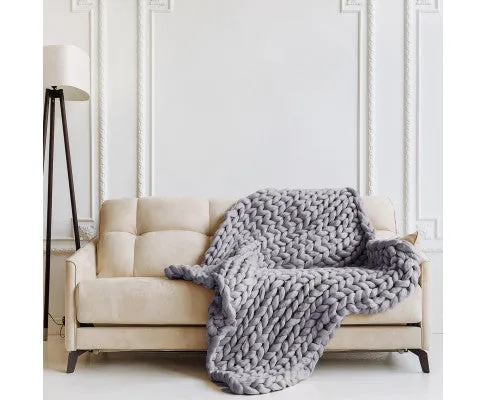 Royal Comfort Chunky Hand Knit Thick Weighted Blanket 6.3KG 203cm x 153cm - Grey