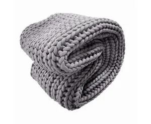 Royal Comfort Chunky Hand Knit Thick Weighted Blanket 6.3KG 203cm x 153cm - Grey