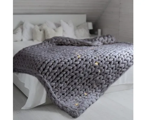 Royal Comfort Chunky Hand Knit Thick Weighted Blanket 6.3KG 203cm x 153cm - Grey