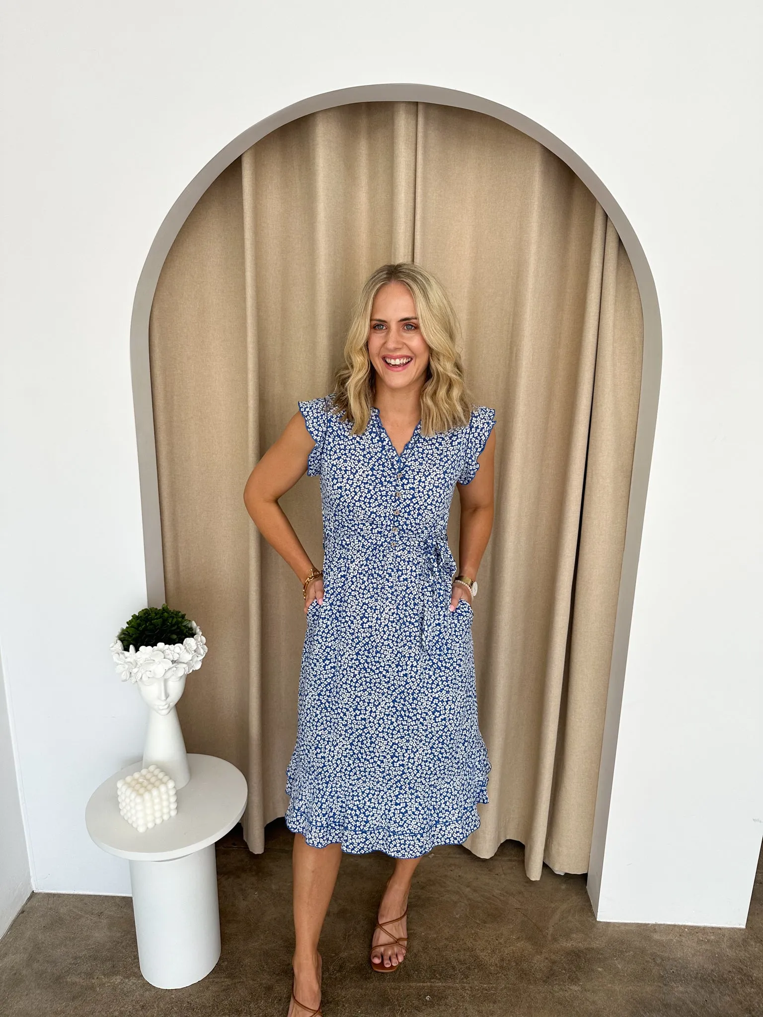 Ruby Dress -Blue/white