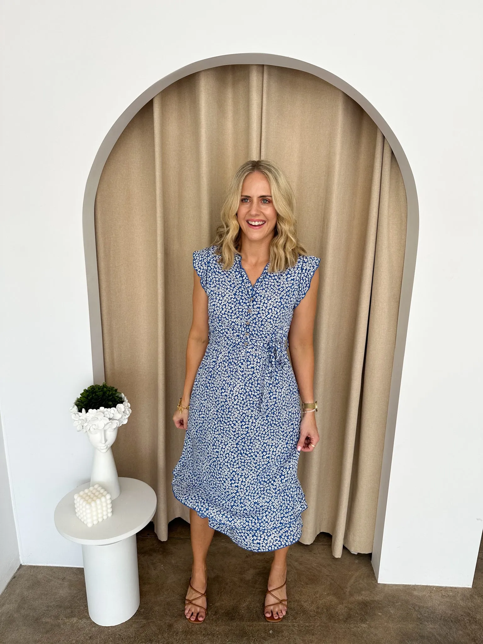 Ruby Dress -Blue/white