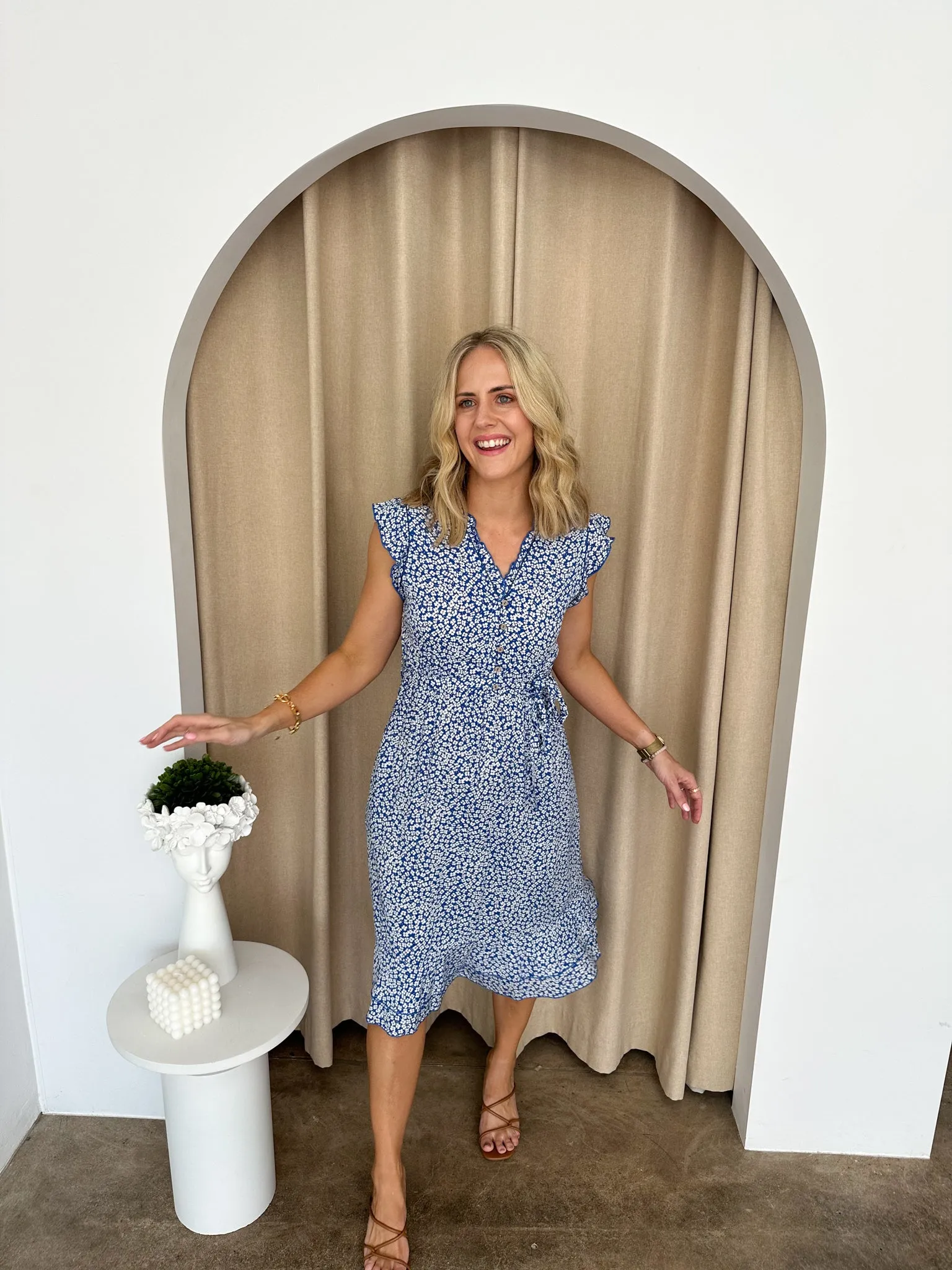 Ruby Dress -Blue/white