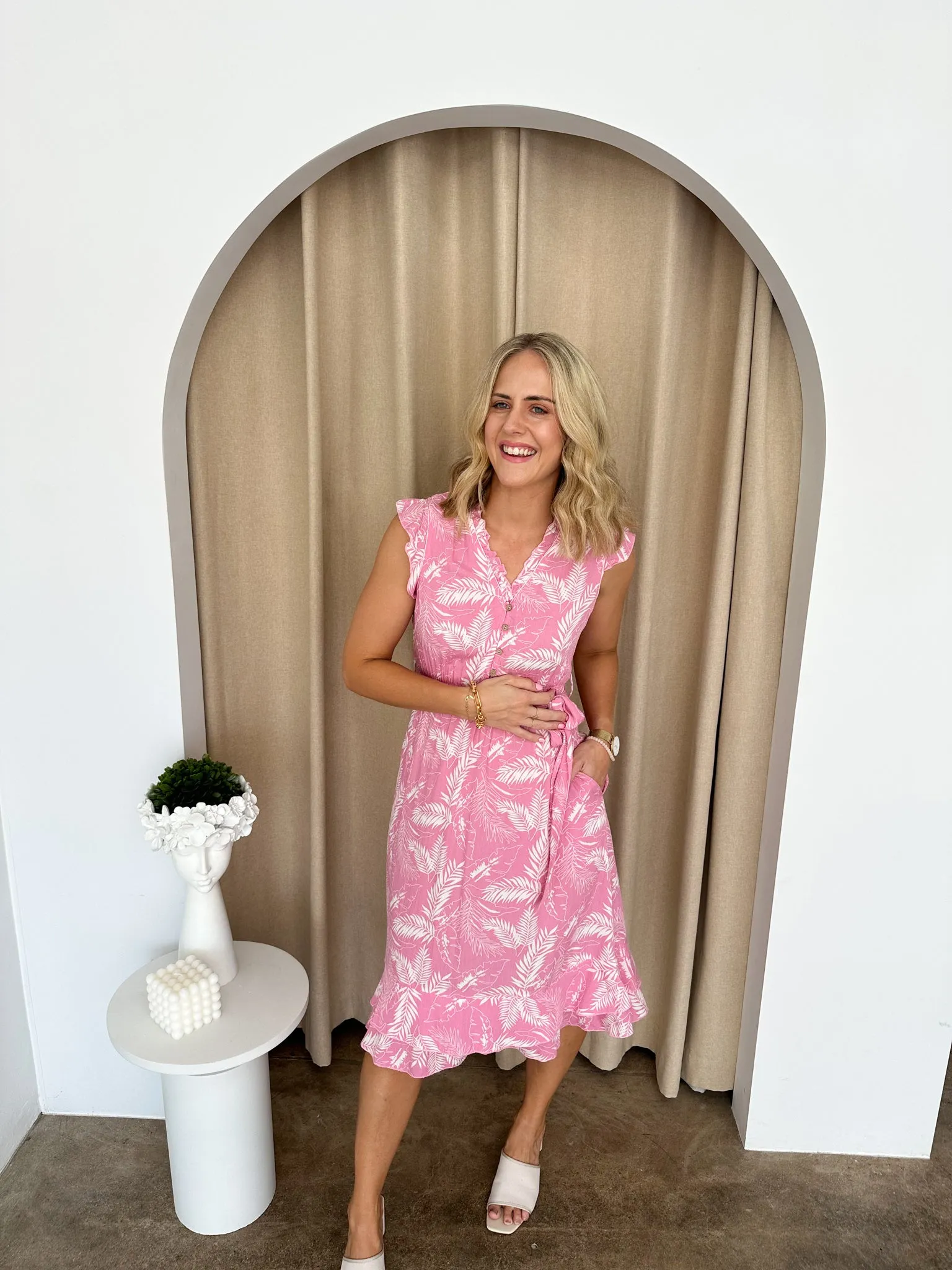 Ruby Dress -Pink/white