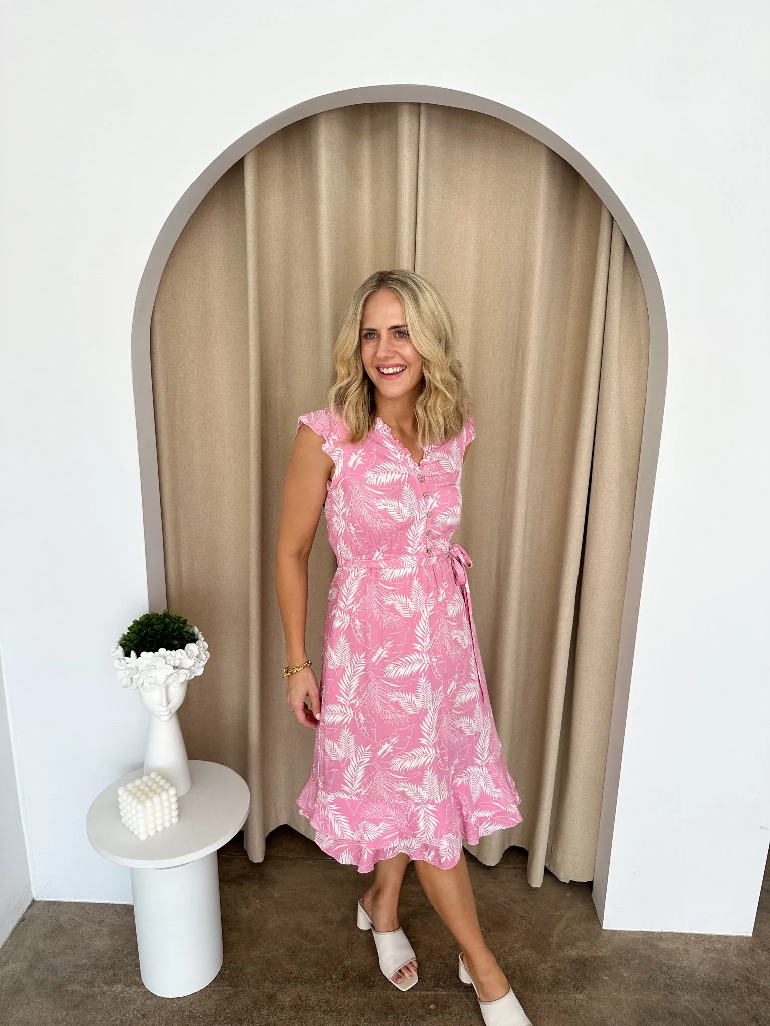 Ruby Dress -Pink/white