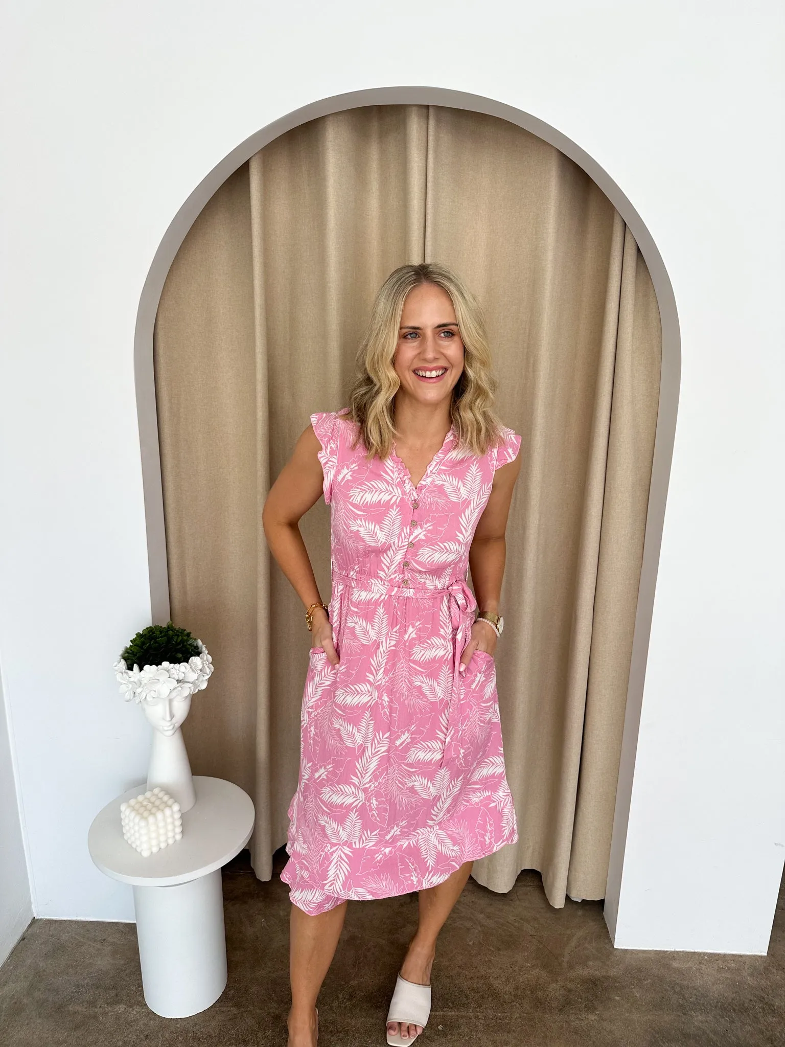 Ruby Dress -Pink/white