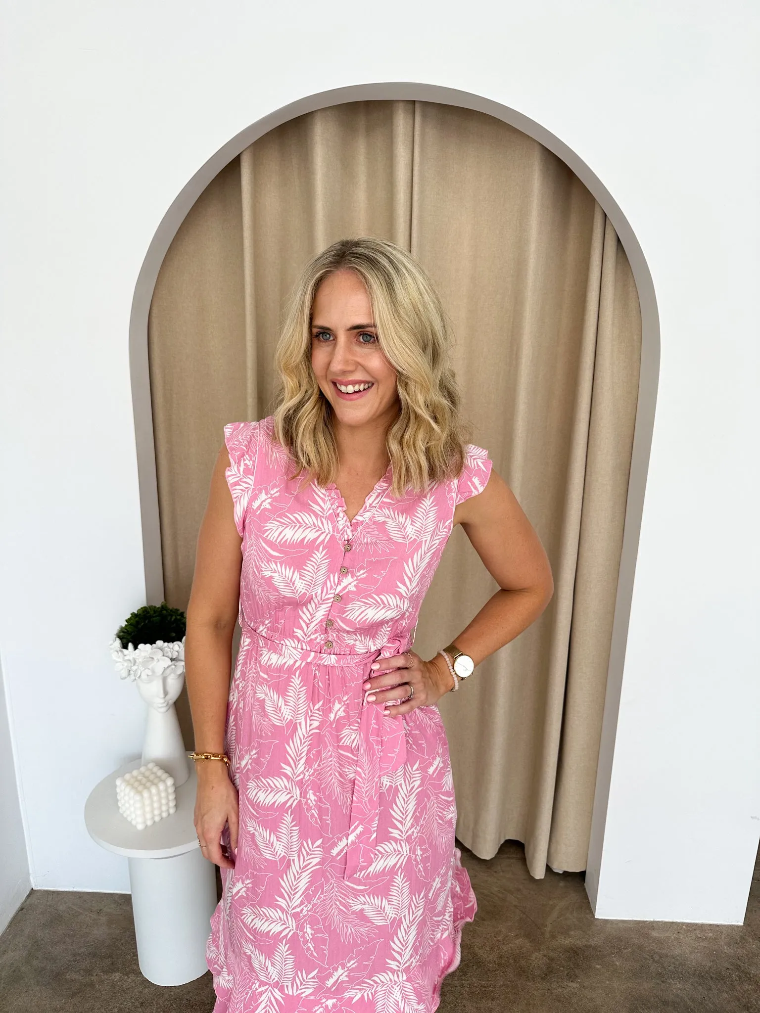 Ruby Dress -Pink/white