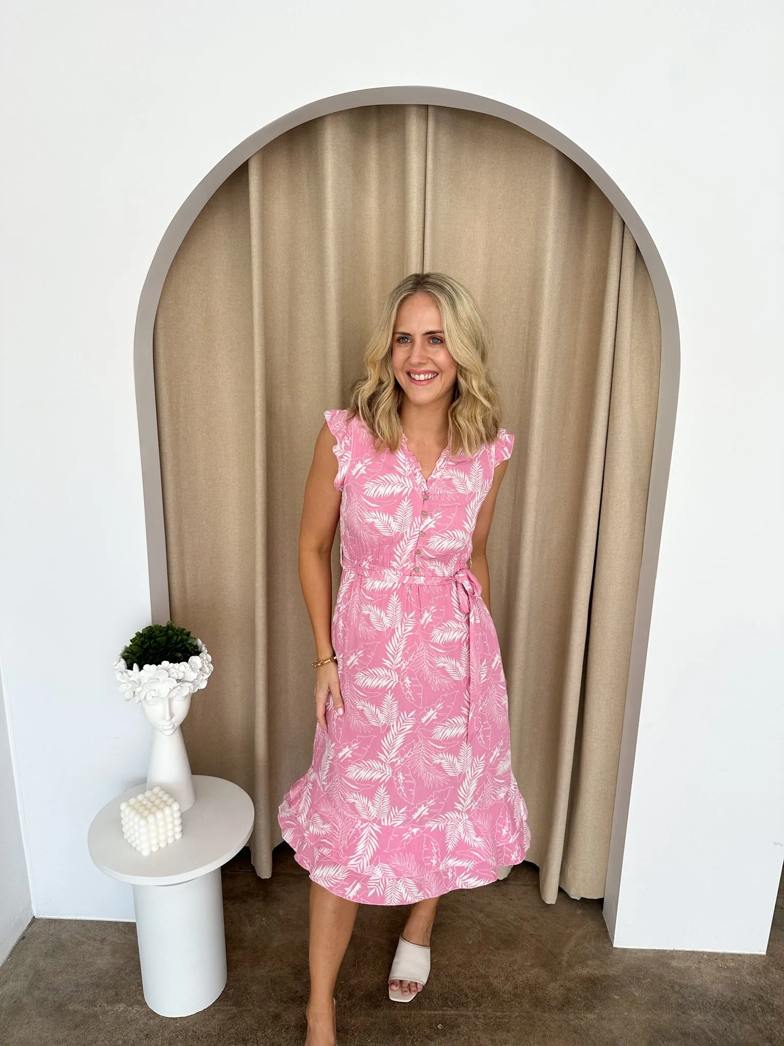 Ruby Dress -Pink/white