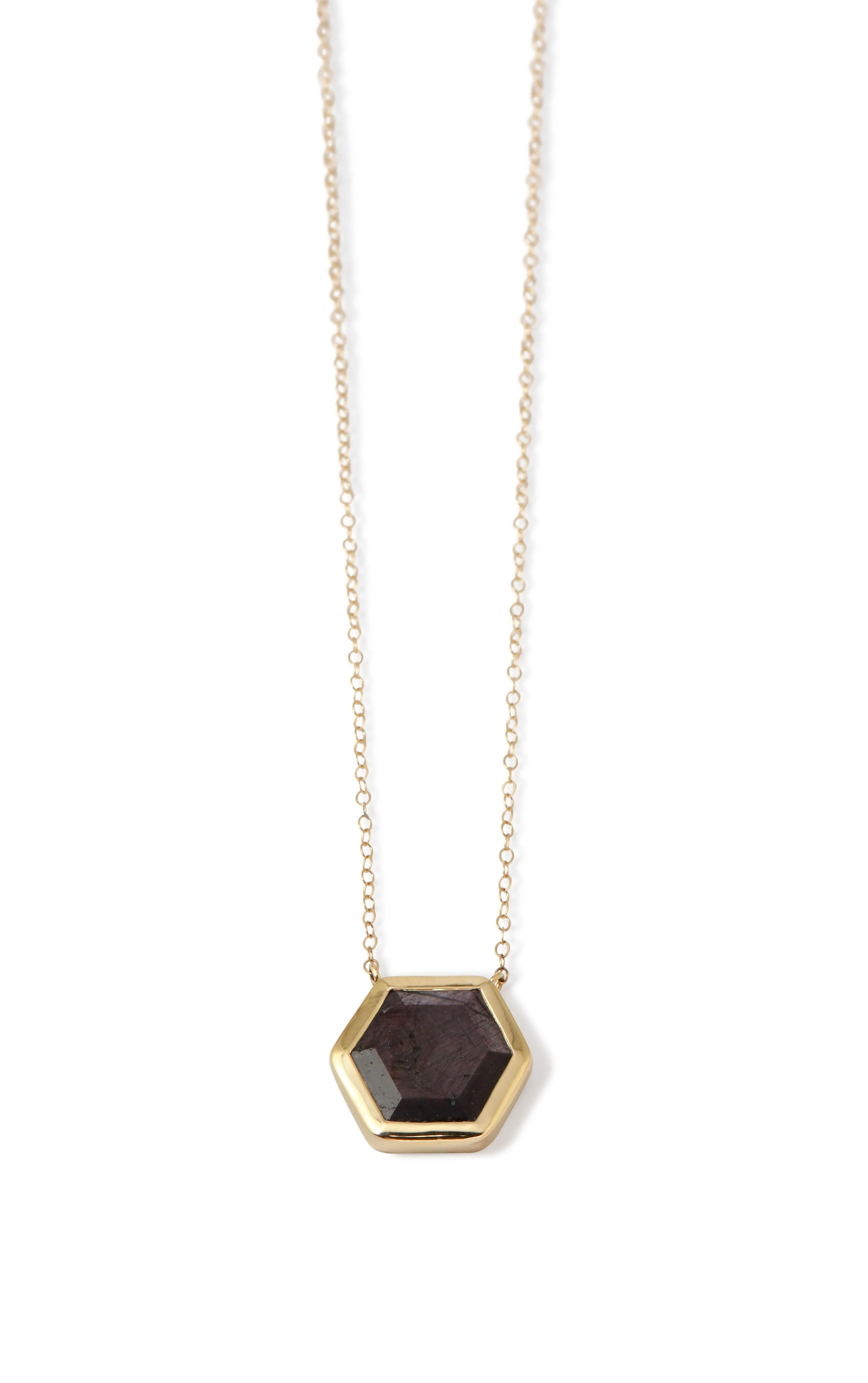 Ruby Slice Hexagon Pendant Necklace