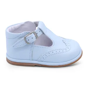 'Ryan' Boys Pale Blue Leather T-Bar Shoes