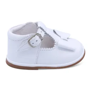 'Sabina' Girls White Leather T-Bar Shoes