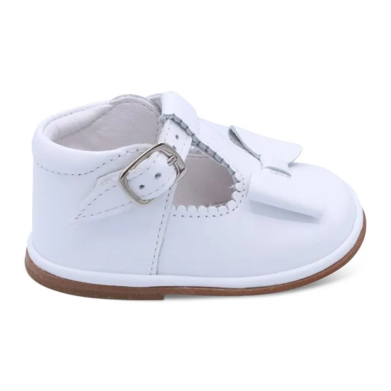 'Sabina' Girls White Leather T-Bar Shoes