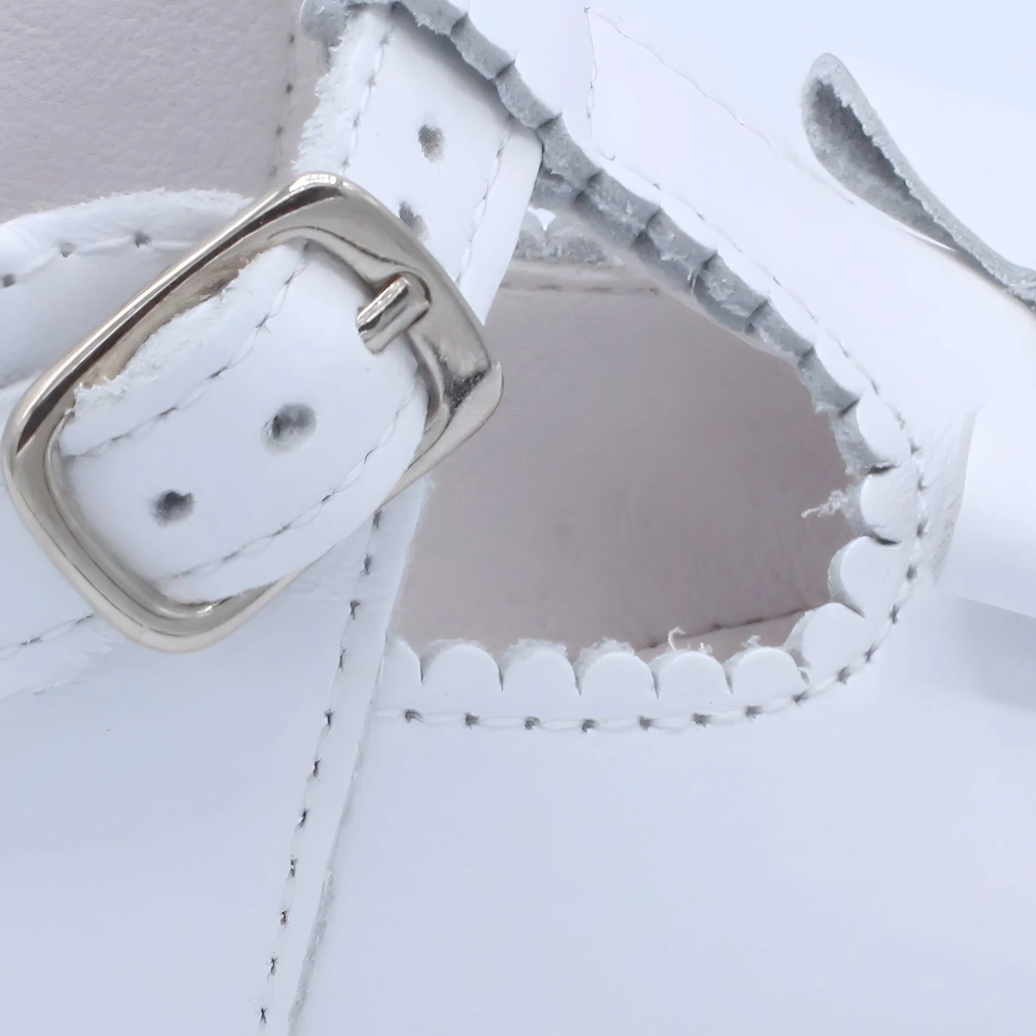 'Sabina' Girls White Leather T-Bar Shoes