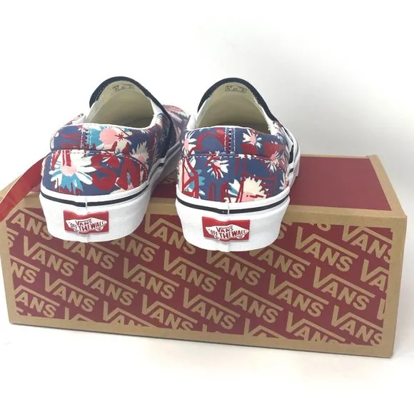 🌸Sale🌸 VANS Classic Womens Slip-On Low Top Crew Floral Blue Canvas VN0A4BV31JA