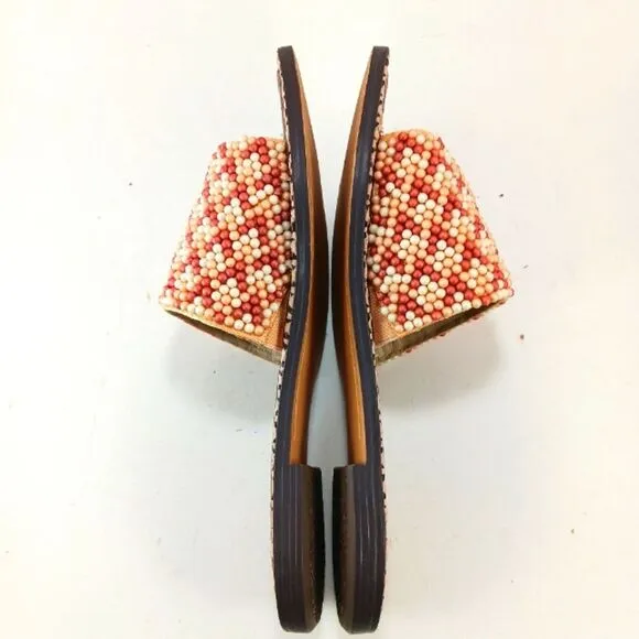 Sam Edelman Gunner 3 Leather Lined Banded Beaded Slip on Flats Women's  7.......