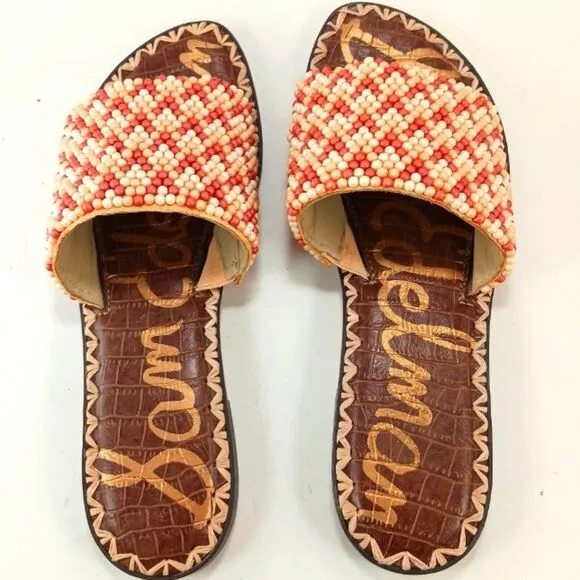 Sam Edelman Gunner 3 Leather Lined Banded Beaded Slip on Flats Women's  7.......