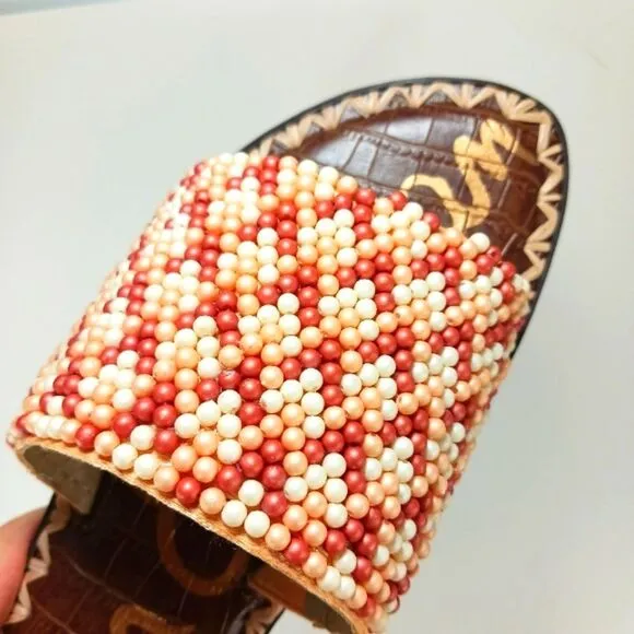 Sam Edelman Gunner 3 Leather Lined Banded Beaded Slip on Flats Women's  7.......