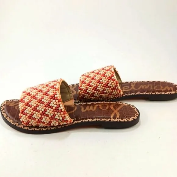 Sam Edelman Gunner 3 Leather Lined Banded Beaded Slip on Flats Women's  7.......