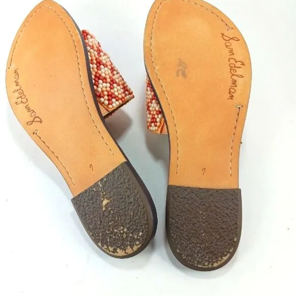 Sam Edelman Gunner 3 Leather Lined Banded Beaded Slip on Flats Women's  7.......