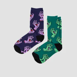 Santa Cruz Multi Hand Socks 2 Pack Verdigris/Navy Blue