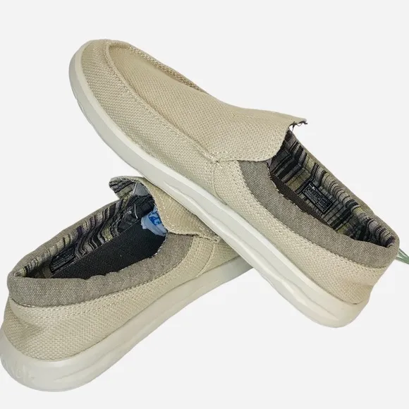 Sanuk Hi Bro Lite Hemp Sidewalk Surfer Canvas Shoes Natural Beige Mens Size 8