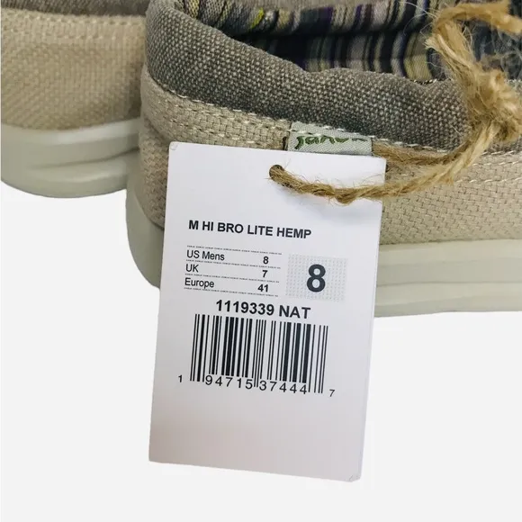 Sanuk Hi Bro Lite Hemp Sidewalk Surfer Canvas Shoes Natural Beige Mens Size 8