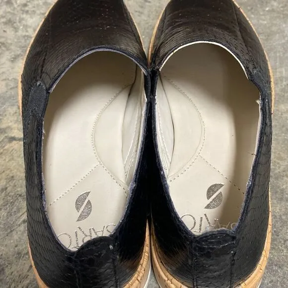 Sarto by Franco Sarto Black Leather Daine Slip-On Platform Sneaker size 7