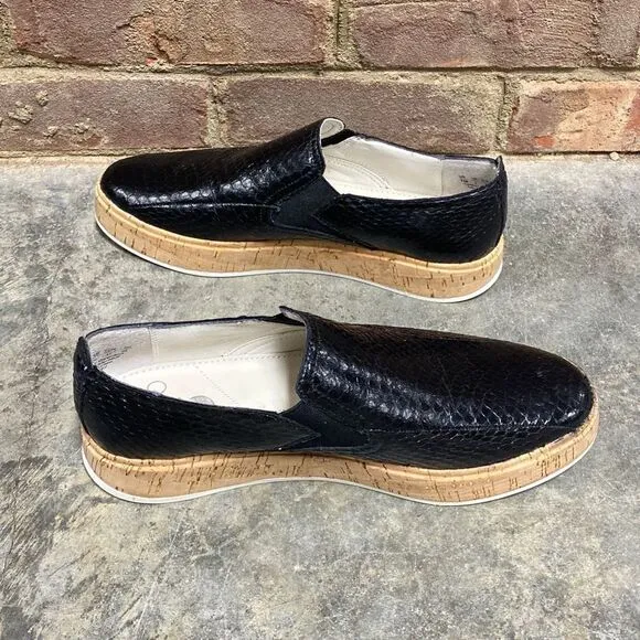 Sarto by Franco Sarto Black Leather Daine Slip-On Platform Sneaker size 7