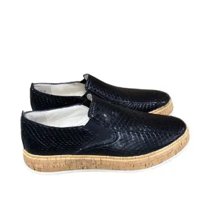 Sarto by Franco Sarto Black Leather Daine Slip-On Platform Sneaker size 7
