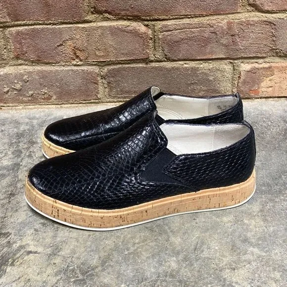 Sarto by Franco Sarto Black Leather Daine Slip-On Platform Sneaker size 7