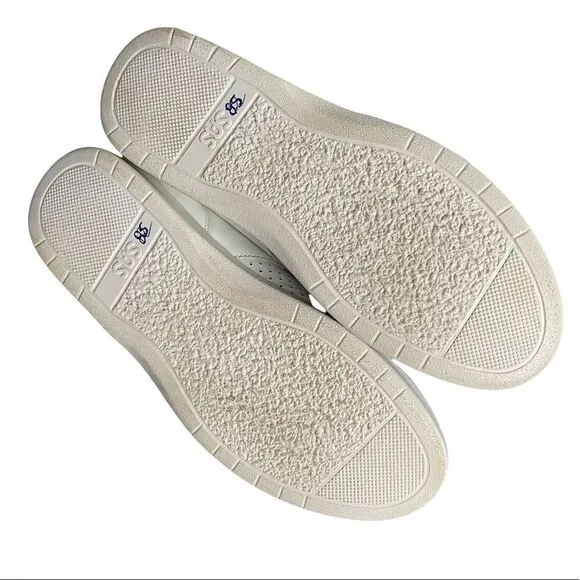 SAS Me Too White Leather Casual Athletic Walking Shoe Velcro Straps 8.5W