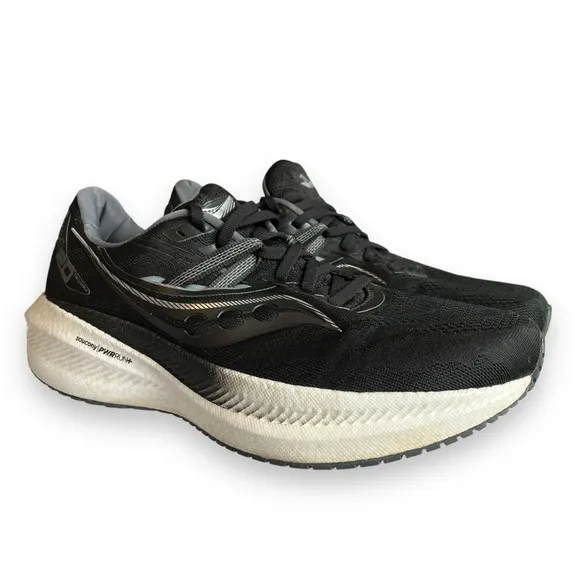 Saucony Men’s Triumph 20 Black &amp; White Athletic Running Sneaker Shoe 10.5