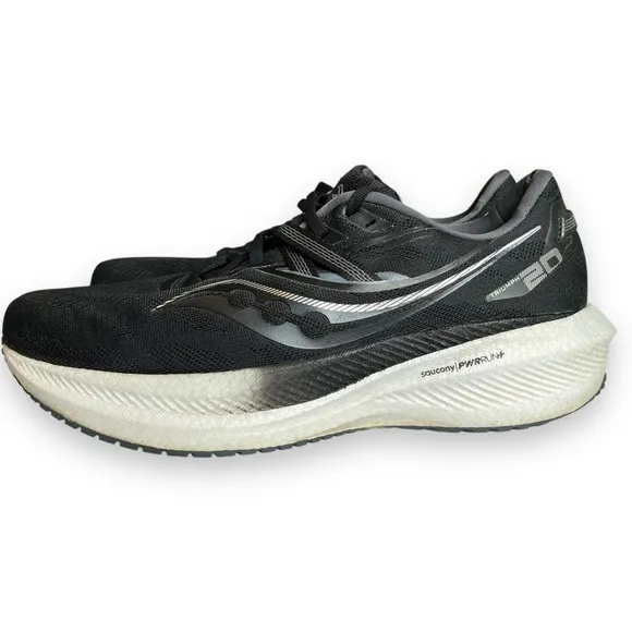 Saucony Men’s Triumph 20 Black &amp; White Athletic Running Sneaker Shoe 10.5