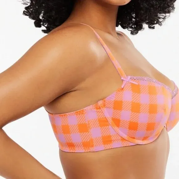 Savage X Fenty Gingham Padded Low Balconette Bra Panty Set
