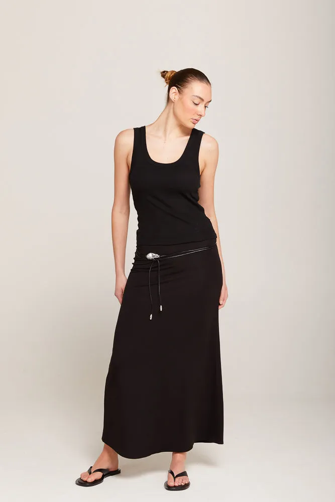 SCOOP NECK TANK TOP - BLACK RIB