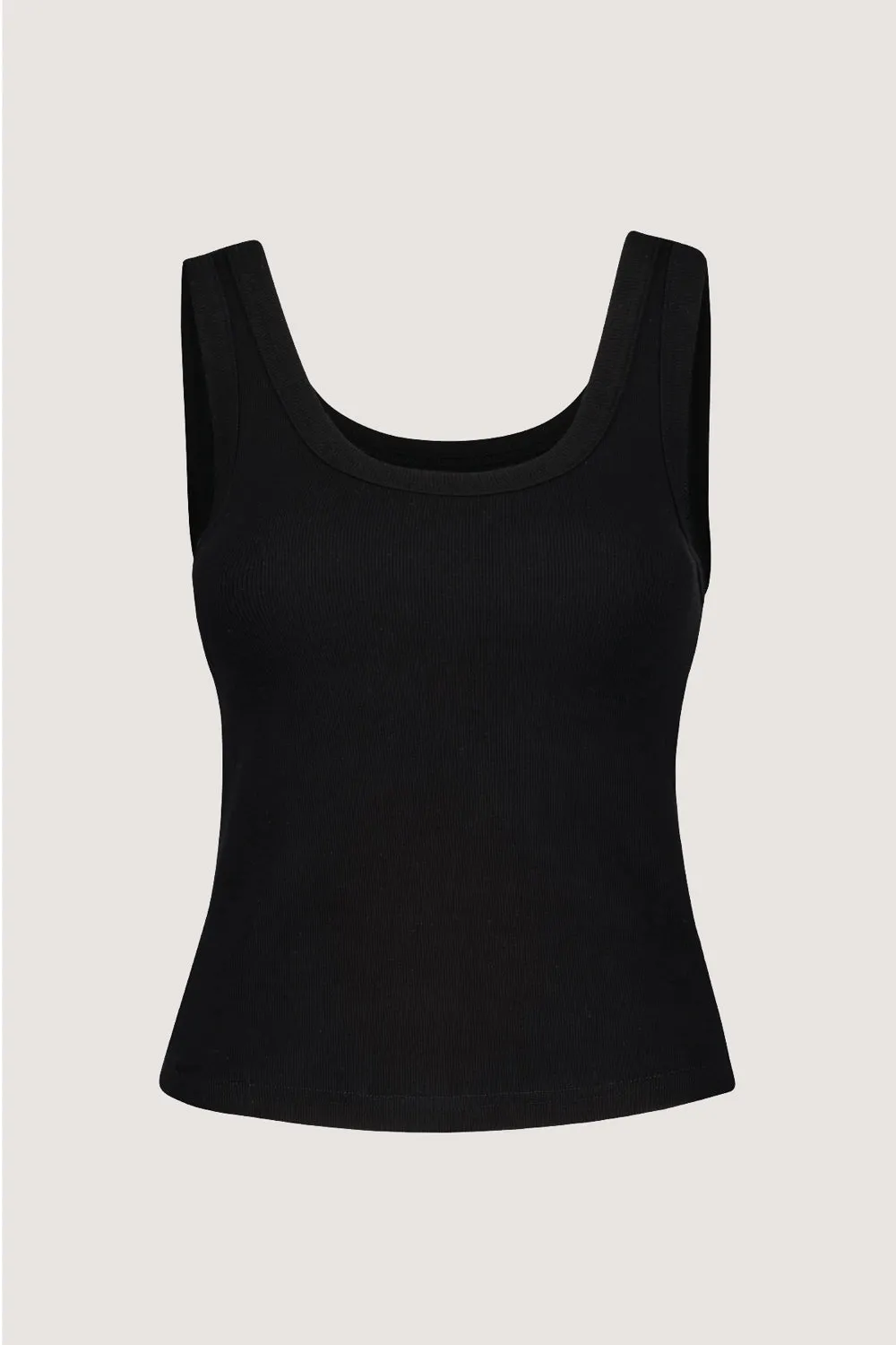 SCOOP NECK TANK TOP - BLACK RIB