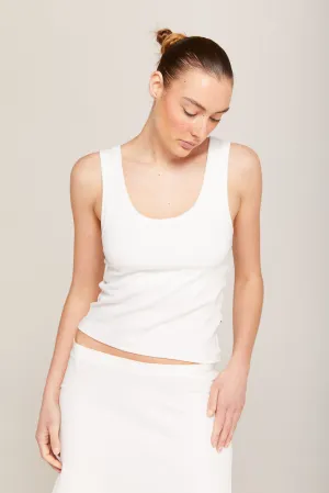 SCOOP NECK TANK TOP - IVORY RIB