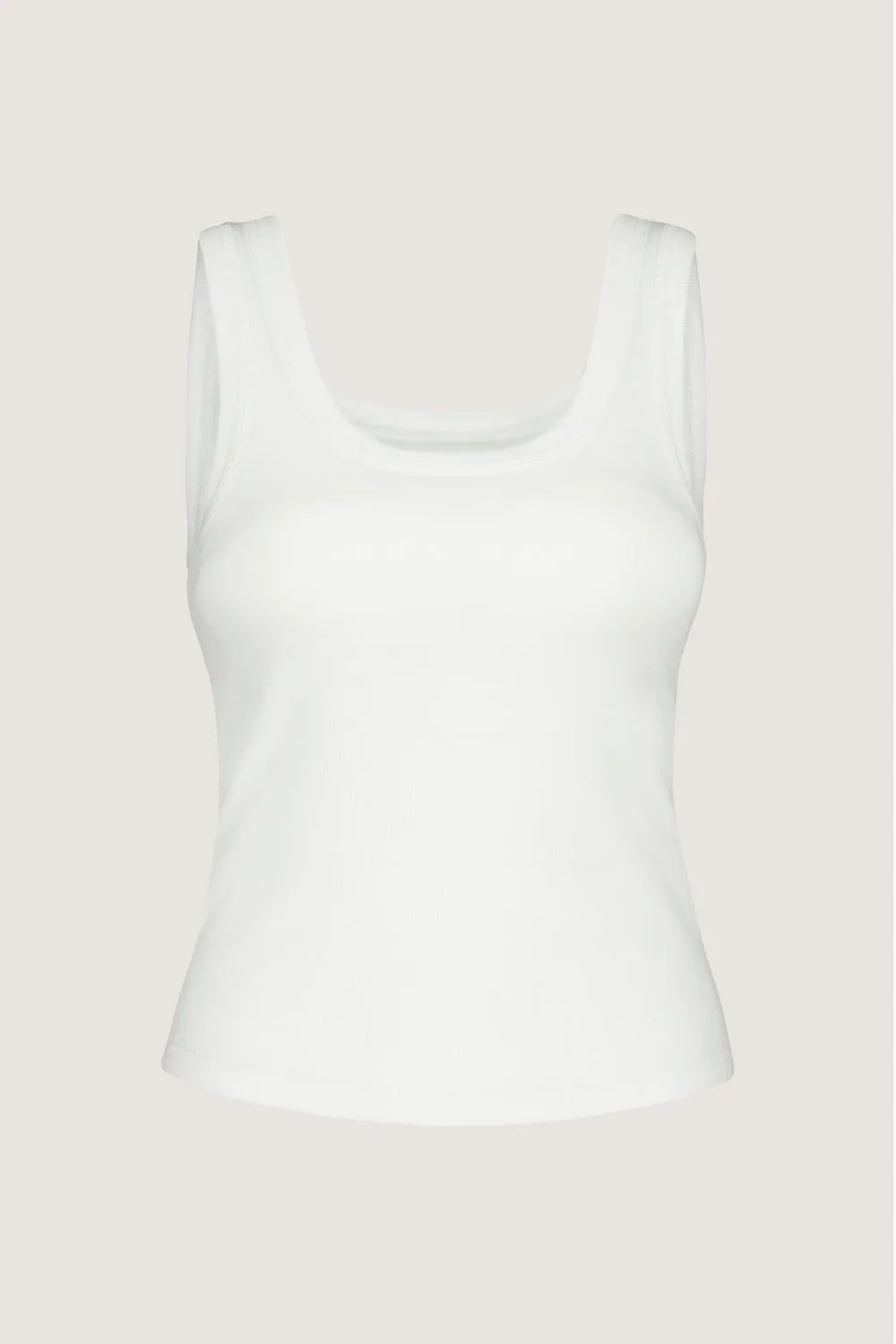 SCOOP NECK TANK TOP - IVORY RIB