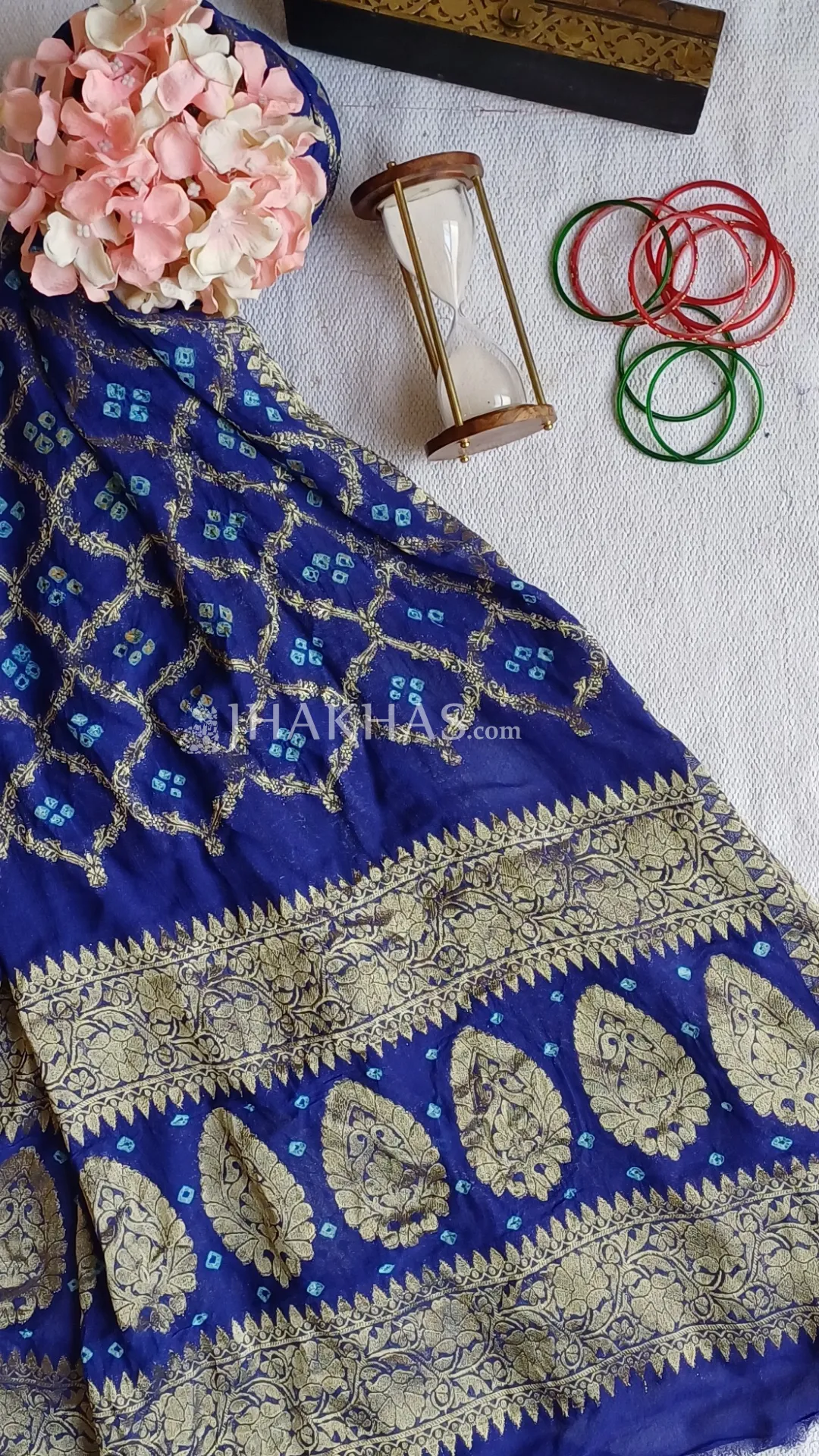 Sea Blue Banarasi Gharchola Georgette Dupatta