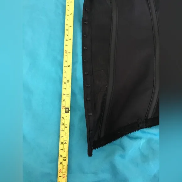 Sexy thick black satin heavy duty lace up corset w boning. Has been altered!
